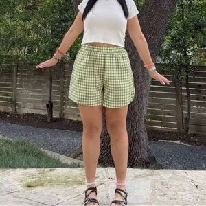 Green Gingham Women's Shorts